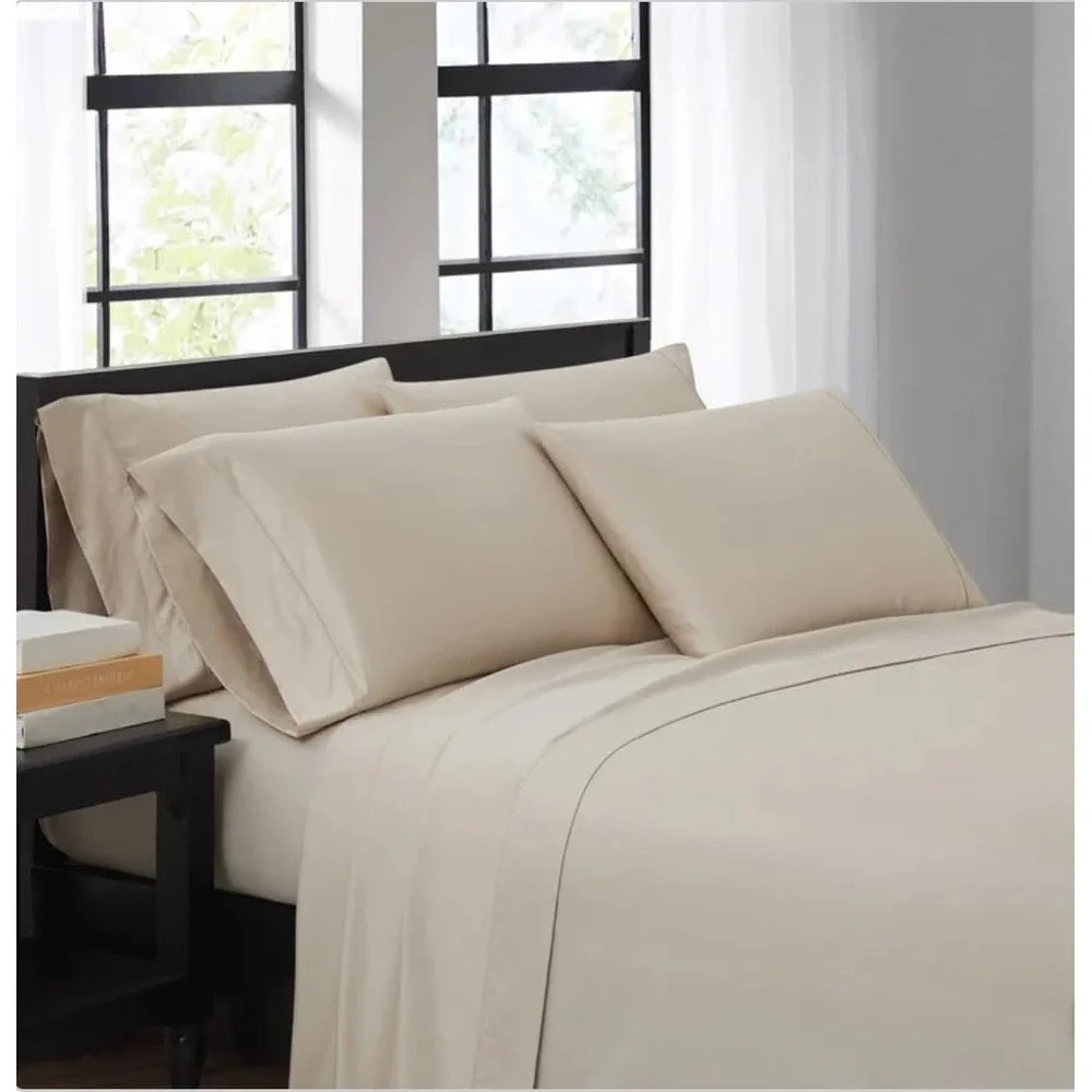 Kirkland Signature 680 Thread Count 6 Piece Sheet Set Queen Oatmeal BRAND NEW